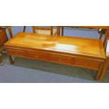 CHINESE HARDWOOD TABLE WITH 3 DRAWERS,