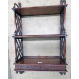 MAHOGANY WALL BRACKET WITH DRAWERS Condition Report: The age is 20th century,