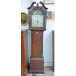 19TH CENTURY OAK GRANDFATHER CLOCK WITH PAINTED DIAL