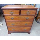 19TH CENTURY MAHOGANY CHEST OF 2 SHORT OVER 3 LONG DRAWERS ON BRACKET SUPPORTS,