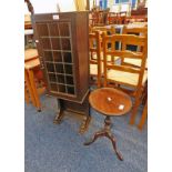 OAK LEADED GLASS CABINET .