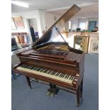 MAHOGANY CASED OBERMEIER GRAND PIANO WITH OVERSTRUNG ACTION .