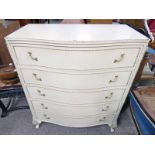 LATE 20TH CENTURY CHEST OF 5 DRAWERS ON SHAPED SUPPORTS 107CM TALL