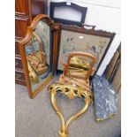 ARTS & CRAFTS PART SCREEN, MARBLE EFFECT GILT HALL TABLE,
