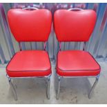SET OF 8 LEATHER COVERED CHAIRS WITH CHROME SUPPORTS