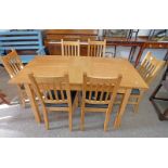 21ST CENTURY OAK EXTENDING DINING TABLE & SET OF 6 CHAIRS