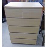 21ST CENTURY CHEST OF 2 SHORT OVER 4 LONG DRAWERS 123 CM TALL