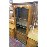 WALNUT CABINET WITH GLASS PANEL DOOR & PANEL DOOR BELOW,