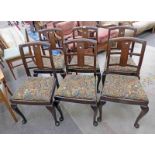 SET OF 6 EARLY 20TH CENTURY OAK DINING CHAIRS ON QUEEN ANNE SUPPORTS