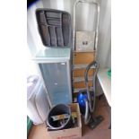 A SINGLE DOOR CABINET WITH 5 STEP LADDER, MIELE VACUUM,