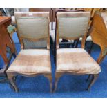 PAIR EARLY 20TH CENTURY WALNUT DINING CHAIRS ON SHAPED SUPPORTS