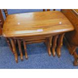 ERCOL NEST OF 3 ELM TABLES Condition Report: The item has several marks to the top