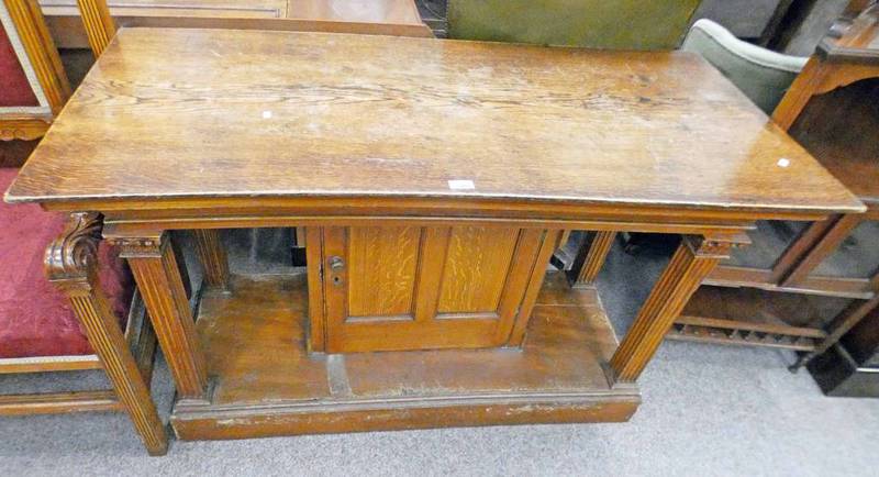 LATE 19TH CENTURY PINE & OAK ALTAR TABLE WITH DRAWER 132 CM LONG