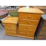 PINE 5 DRAWER CHEST & BEDSIDE CHEST