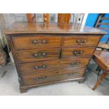 19TH CENTURY MAHOGANY CHEST OF DRAWERS WITH ONE LONG DRAWER OVER 2 SHORT DRAWERS WITH 2 LONG