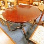 19TH CENTURY MAHOGANY CIRCULAR FLIP TOP TABLE WITH TURNED COLUMN & SPREADING SUPPORTS