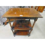 OAK SIDE TABLE WITH UNDERSHELF & BARLEY TWIST SUPPORTS CIRCA 1900