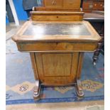 19TH CENTURY WALNUT DAVENPORT DESK WITH BURR WALNUT CROSSBANDING