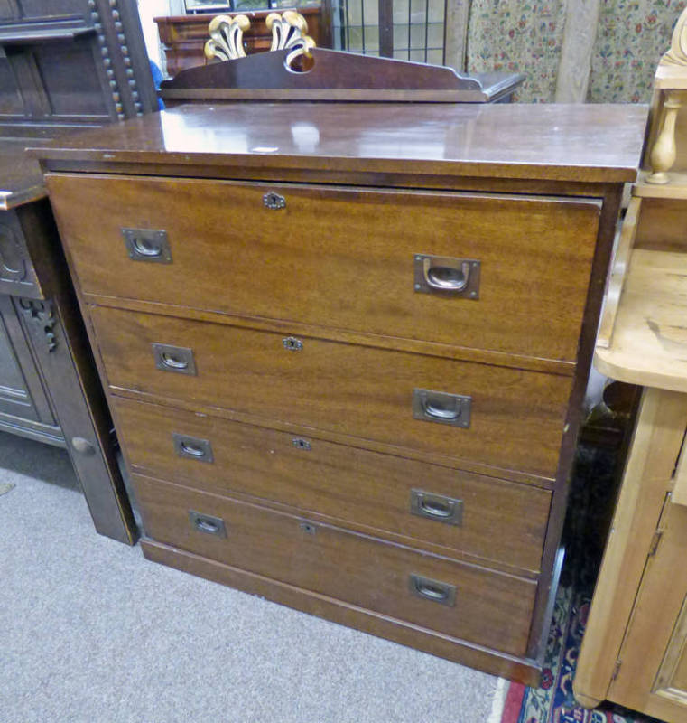 MAHOGANY CHEST OF 4 DRAWERS WITH BRASS FITTINGS,