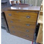 MAHOGANY CHEST OF 4 DRAWERS WITH BRASS FITTINGS,