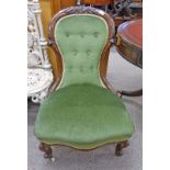 LATE 19TH CENTURY MAHOGANY NURSING CHAIR ON CABRIOLE SUPPORTS