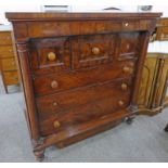 19TH CENTURY MAHOGANY CHEST OF 1 LONG,