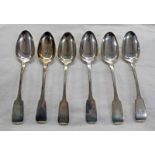 SET OF 5 SILVER SPOONS DATED 1835 & ONE SIMILAR DATED 1812 - TOTAL WEIGHT 13.