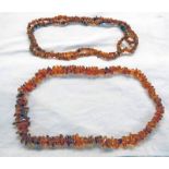 2 AMBER BEAD NECKLACES - 211 G