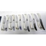 12 SILVER HANDLED STEEL KNIVES,