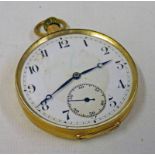 9CT GOLD OPEN FACED POCKET WATCH.