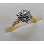 18CT GOLD DIAMOND CLUSTER FLOWER HEAD RING Condition Report: Weight: 3.