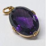 LATE 19TH CENTURY/EARLY 20TH OVAL AMETHYST SET PENDANT Condition Report: Weight: 12.