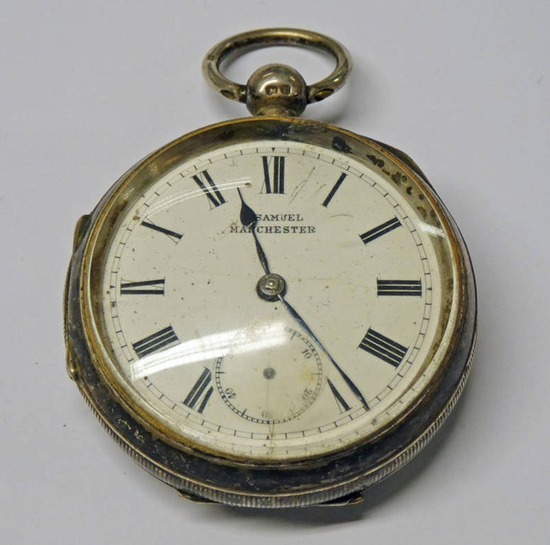 SILVER POCKET WATCH BY H SAMUEL