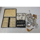 CASED SET 6 SILVER SPOONS, MEERSCHAUM CLAW PIPE,
