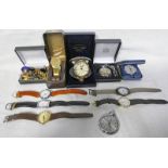 SILVER ART DECO STYLE WRIST WATCH VARIOUS OTHER WRIST WATCHES, THE DALVEY VOYAGER CLOCK ,