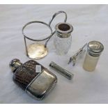 SELECTION OF SILVER PLATED WARE TO INCLUDE HIP FLASK, FOX KNIFE REST,