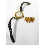 9CT GOLD WRIST WATCH, MIZPAH BROOCH MARKED 9CT ,