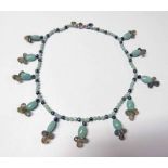 AMAZONITE AND LABRODARITE NECKLACE ON CLASP MARKED 925 41 CMS