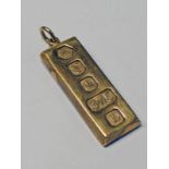 9CT GOLD INGOT PENDANT 29 GMS