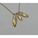 DANISH YELLOW GOLD PENDANT ON FINE CHAIN BY GEORG JENSEN MARKED 750 - 9.