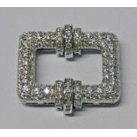 DIAMOND SET 3 ROW CLASP IN 18 CARAT WHITE GOLD Condition Report: The clasp is marked