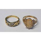 9 CARAT GOLD CAMEO RING & DIAMOND SET RING MARKED 18KT Condition Report: Cameo -