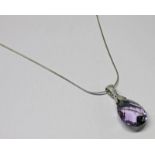 BRAZILIAN AMETHYST PENDANT WITH 9CT GOLD MOUNT & CHAIN