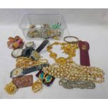 EASTERN NIELLO SET BRACELET, VARIOUS COSTUME JEWELLERY, WRIST WATCHES, POCKET WATCH,