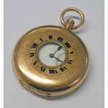 9CT GOLD HALF HUNTER POCKET WATCH THE WORKS SIGNED CYMA,