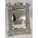 EDWARDIAN SILVER FRAMED MIRROR CHESTER 1903 WITH ARTS & CRAFTS DECORATION,