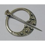 SILVER PLAID BROOCH ,