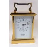 MODERN GILT BRASS CARRIAGE CLOCK BY WOODFORD - 16.