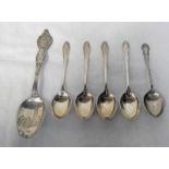 5 SILVER TEASPOONS & STERLING SILVER TEASPOON