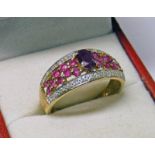 9CT GOLD DIAMOND & GEM SET RING